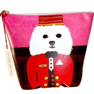Frances Valentine Tall Cosmetic Canvas Bag with Poe Bellboy Puppy new with tags